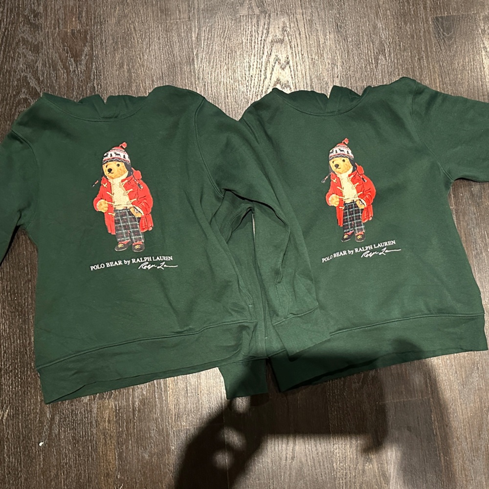 2 Polo by Ralph Lauren Green Kids Sweatshirt with Bear Design